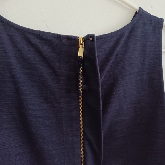 NWOT J.crew Navy Blue Ponte Sleevess Zip back Stretch Peplum Top | sz Small - Picture 10 of 15